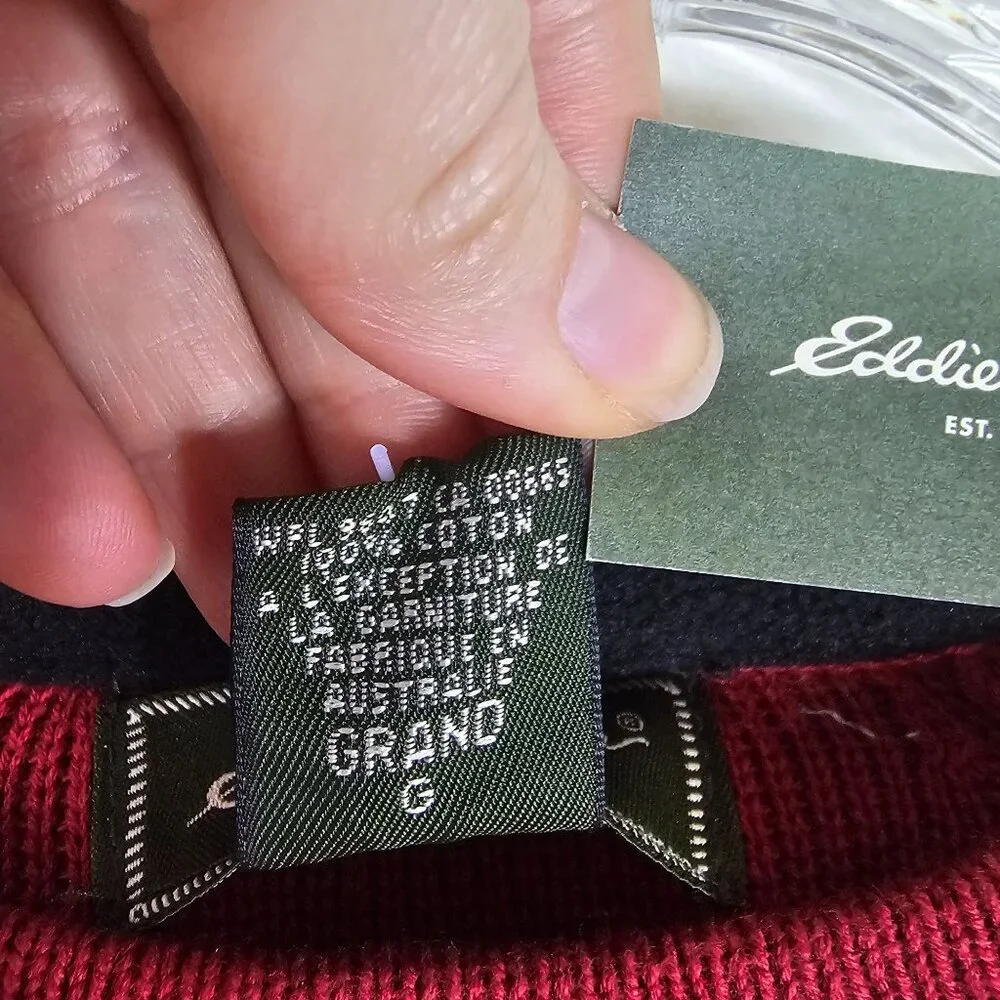 Vintage Eddie Bauer Sport Shop Crewneck Sweater LT Red‎ 90s NWT Deadstock Preppy - Picture 6 of 9